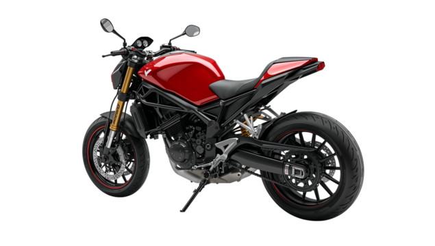 Striking Red Motorcycle on an Isolated Transparent Background, A Fusion of Power and Style