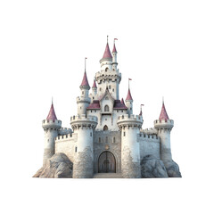 Obraz premium A fortified medieval castle with towers and battlements, representing historic European architecture