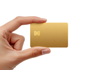 Golden credit card showcased in hand providing secure and innovative financial transaction
