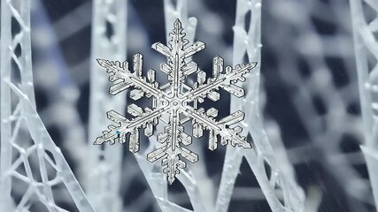Intricate snowflake amidst frosty crystal formations - Powered by Adobe