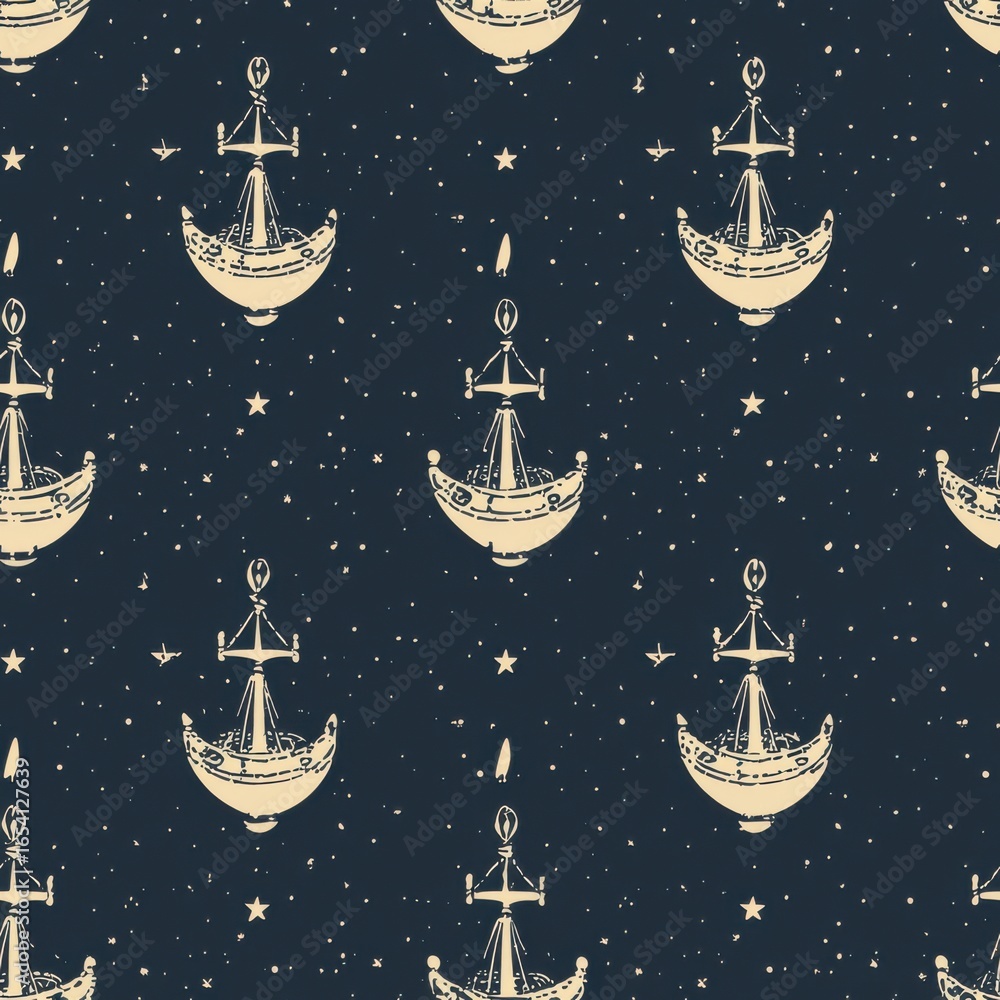 Poster celestial anchor seamless pattern
