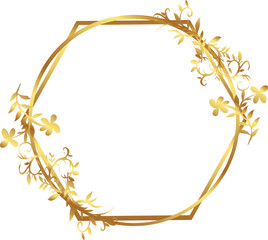 frame with leaves Flowers hexagon circle

