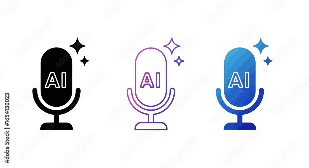 Aufkleber ai microphone voice assistant icons set modern digital audio recognition and smart technology concep
