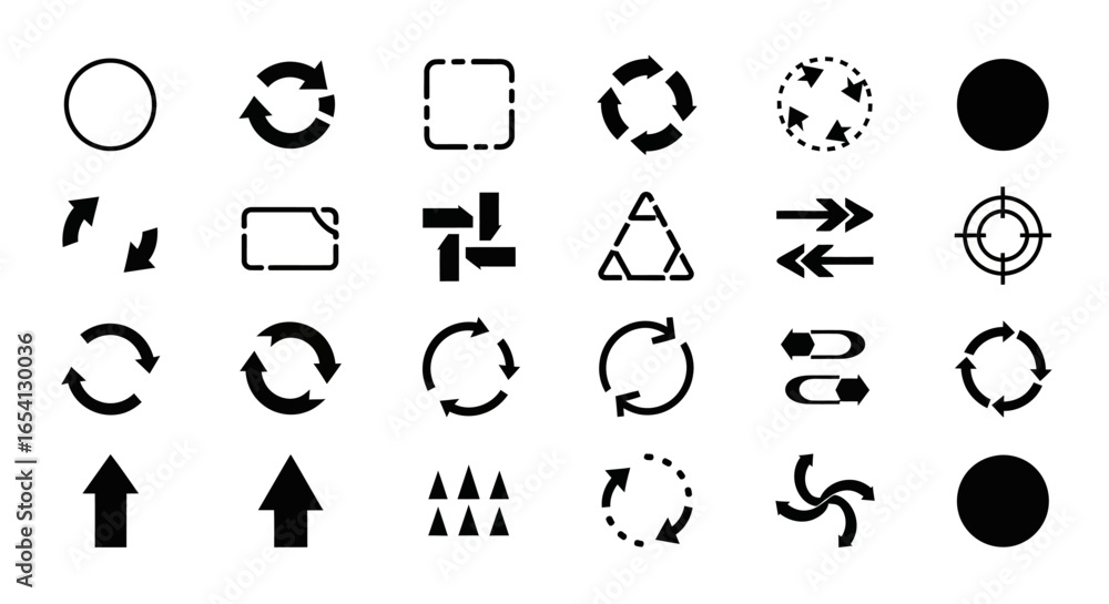 Aufkleber versatile collection of black universal arrow and circular icons for web and mobile interface design