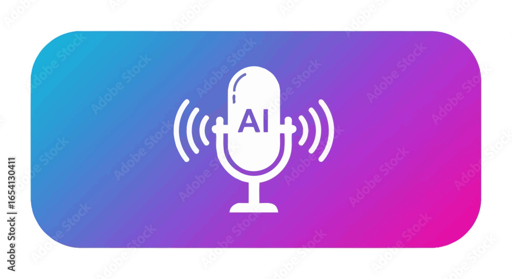 Poster ai-powered voice technology concept illustration, depicting artificial intelligence in sound and dig