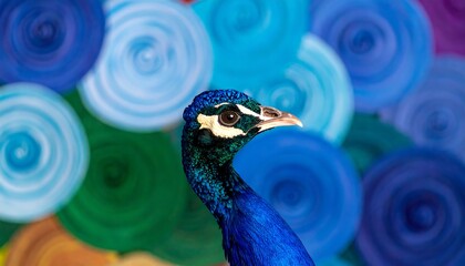 Peacock head profile vibrant colors