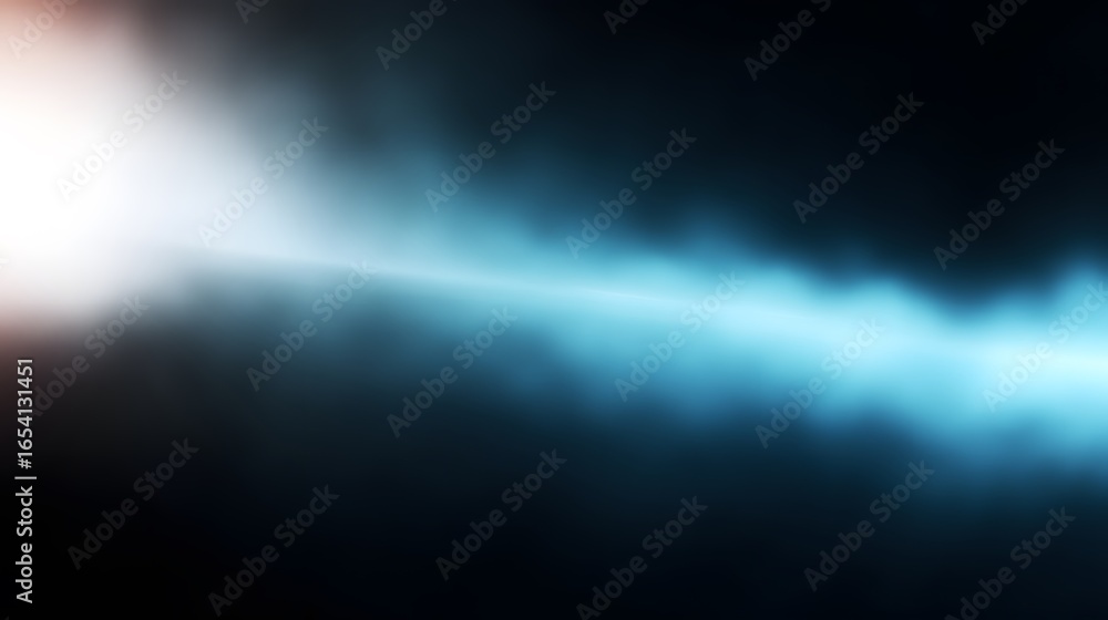 Poster a light beam streaks across a dark backdrop, creating a soft, diffused effect.