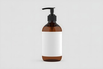 Blank transparent, amber, black glass bottle with white label mockup