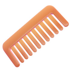 A comb made of yellow plastic for hair styling. 3D illustration rendering image.
