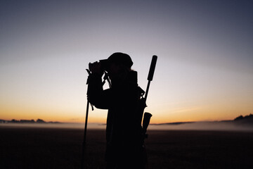 Hunter in sunrise