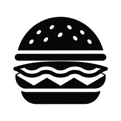 Vector art of black and icon of a hamburger isolated