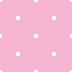 Vector seamless pattern with small white polka dots on a pastel pink background. For cards, albums, backgrounds, arts, crafts, fabrics, decorating or scrapbooks.