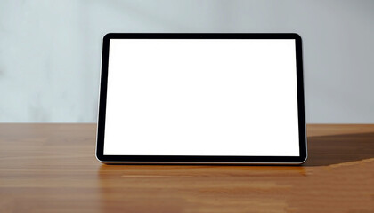 Fototapeta premium Blank tablet screen, modern tablet display, clean minimal background, realistic lighting.