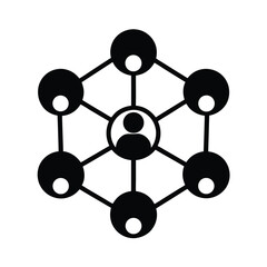 Simple and minimalist icon of six dot network illustrating communication concept with white background