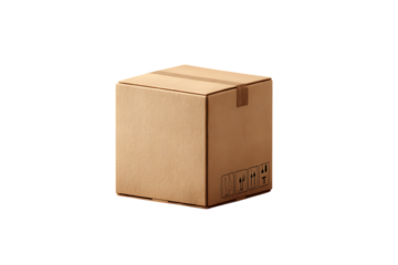 A Sturdy Cardboard Box Ready for Shipping and Delivery Isolated on transparent background, cutout	