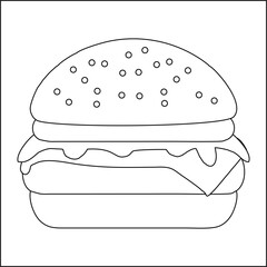 Hamburger Illustration Black and White Line Art