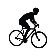Obraz premium Simple and minimalist silhouette showing man riding a bicycle with white background