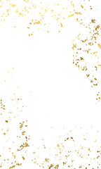 Spray Gold Foil, shiny gold glitter design element. Golden frame.Gold splatter, sparkle, luxury, glitter stroke Golden on transparent background.Gold brush, Vertical Png.