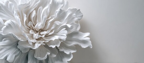 White flower with layered petals against a neutral background