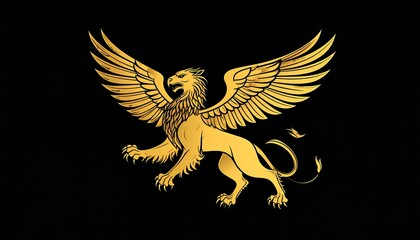 Obraz premium Gold griffin emblem on a black background