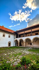 Naklejka premium Courtyard of a historic monastery