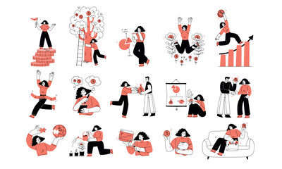 Engaging Dynamic Illustrations Tailored for Business Growth and WellnessFocused Themes