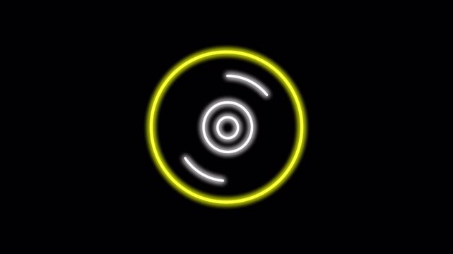 Dynamic Neon CD Icon, Abstract,  Motion Graphics,  Visual Design