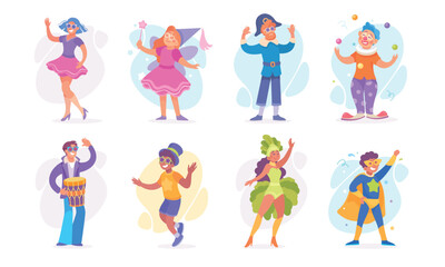 Fototapeta premium Vibrant characters in festive costumes spread joy through dance and celebration