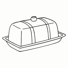 Fototapeta premium Butter dish with fitted lid and flat base for culinary and kitchen use with copy space for dining essentials and storage solutions