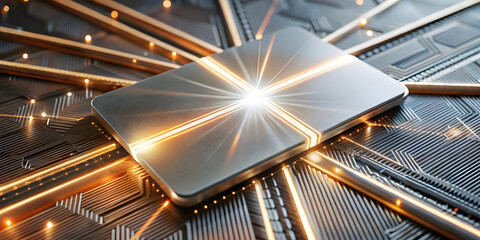 Sleek futuristic gift card background with metallic textures, glowing accents, and modern abstract design — perfect for templates, luxury products, and digital use.