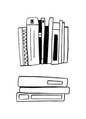 Stack of books. Hand drawn graphics in doodle style.