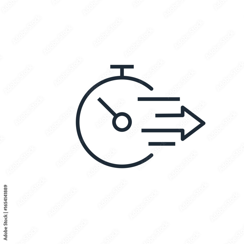 Poster fast deadline and quick time. hurry up to accomplish, to do. vector linear icon isolated on white ba