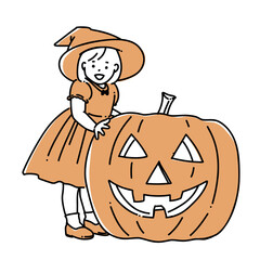 ハロウィンカボチャと女の子