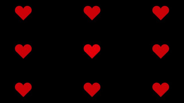 Animated red hearts seamless looping pattern romantic love wedding anniversary celebration motion graphics. Looping red heart animation background.