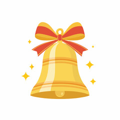 Golden Bell with Red Bow A Festive Illustration for Christmas and Holiday Celebrations
