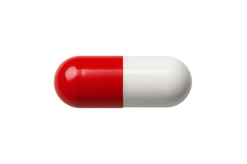 Red and White Capsule Pill isolated without Background