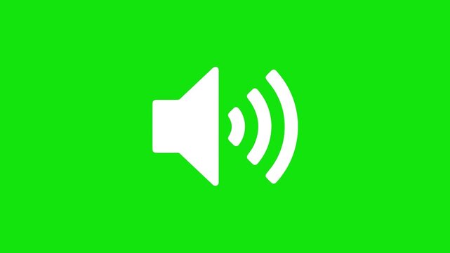 Speaker Volume with Sound Wave Icon Animation on Green Screen Chroma Key 4K