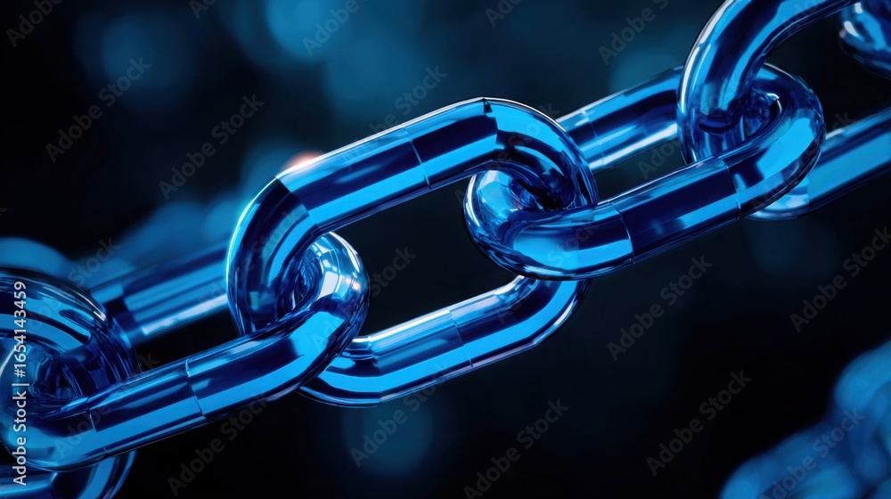Poster intricate chain symbolizing blockchain technology with revenue tracking visual elements in a secure 