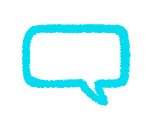 フリーハンドで描いたシンプルな四角形のフキダシ（水色）　手描きイラスト素材