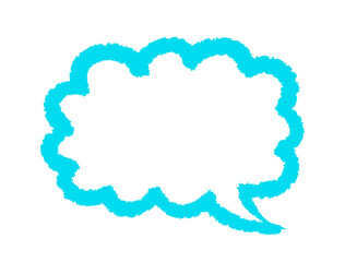 フリーハンドで描いたシンプルな雲形のフキダシ（水色）　手描きイラスト素材