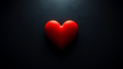 Fototapeta premium Red heart shape against a dark textured background, conveying deep emotional resonance.