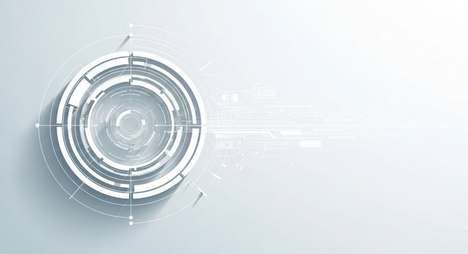 Futuristic digital target with glowing concentric circles and crosshairs interface element - Powered by Adobe