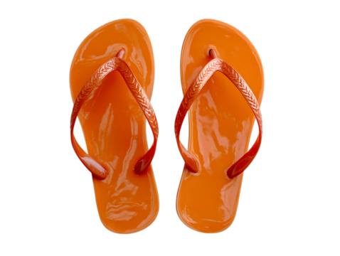pair of orange flip flops