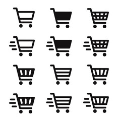 Shopping cart icons set. Internet shop buy symbol. Vector illustration.