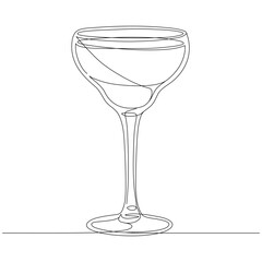 Cocktail continuous one line drawing. Alcohol drink.