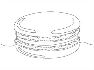 Macaroons continuous one line drawing. Sweet french macaroons.