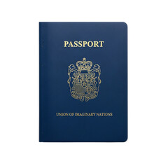 Blue passport with official emblem isolated on transparent background