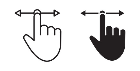 Fototapeta premium Push to slide right and left gesture icon or Swipe Left and Right . Vector illustration with stroke and fill on a white&nbsp;background.