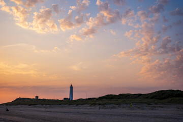 dusk, lighthouse and clouds