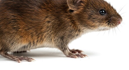 Detailed Close-Up of a Brown Vole Showing Fur, Whiskers, and Claws